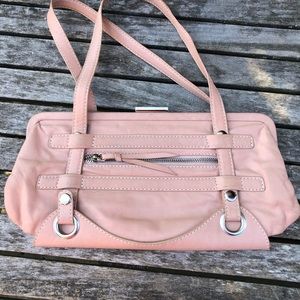 Vintage Cynthia Rowley Dusty Pink Leather Clutch